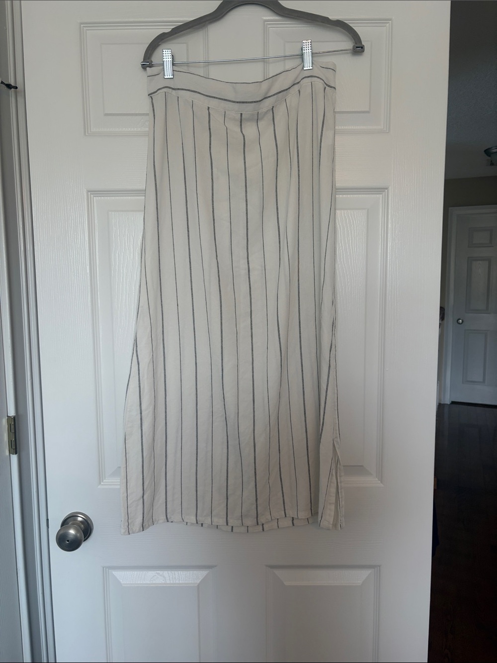 Striped Cream Maxi Skirt with Vertical Lines
